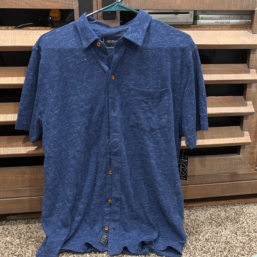 Lucky Brand Men’s Blue Short Sleeve Button-Down Shirt